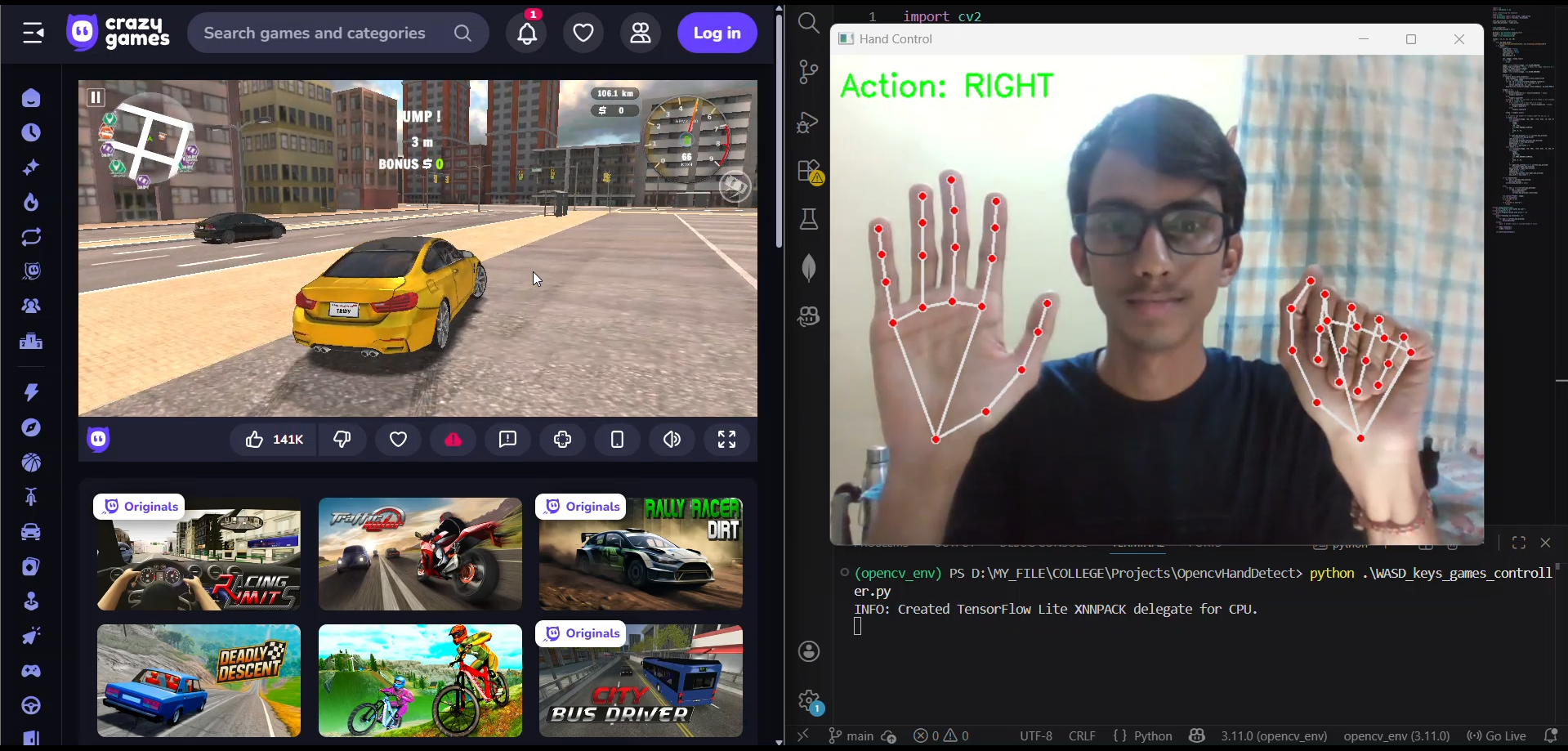 OpenCV Game Controller Project Screenshot